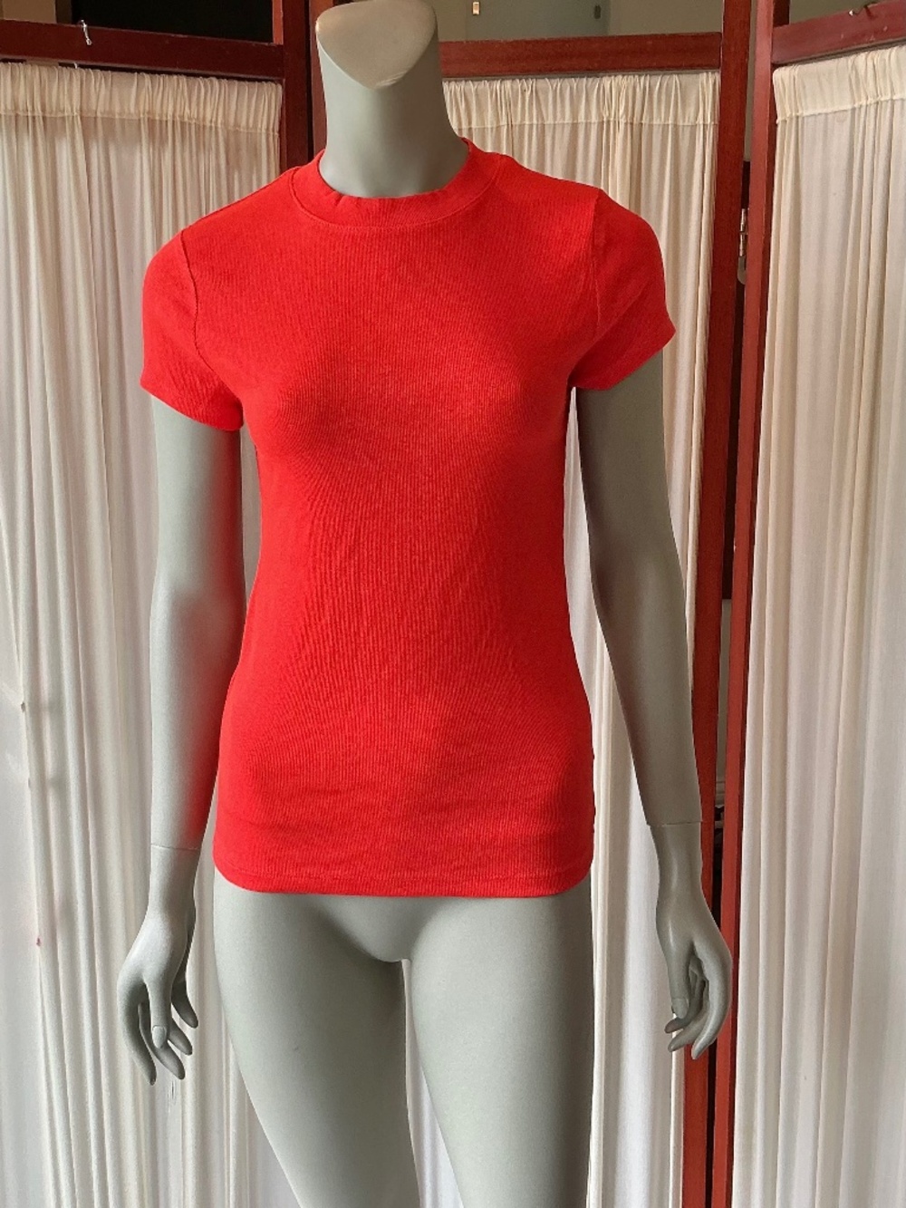 A New Day Women's Red Crew Neck Short Sleeve Stretch Cotton Blend T-Shirt M